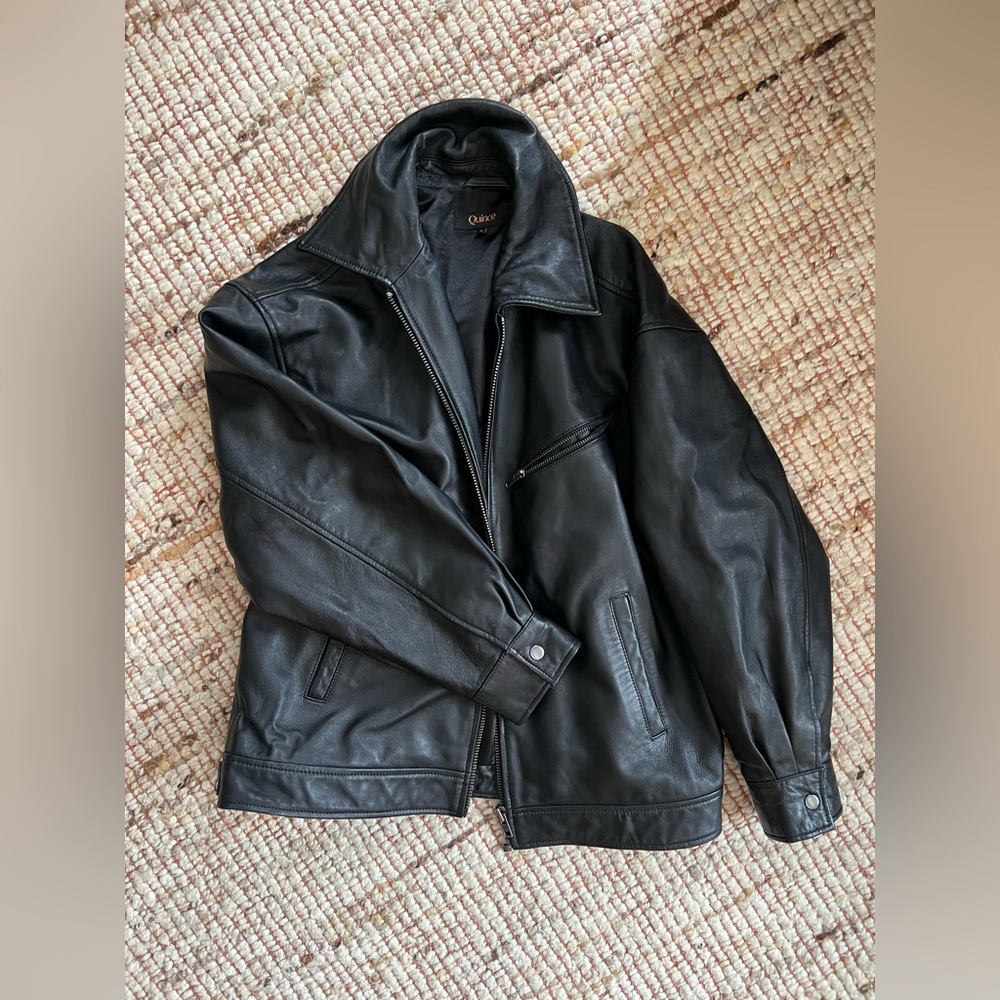 QUINCE 100% Leather Oversized Bomber Jacket